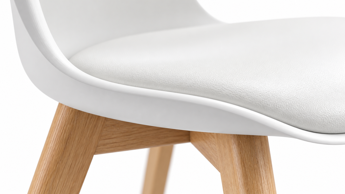 Detailfoto van Scandinavia Eettafelset met 4 Scandino Stoelen - Wit