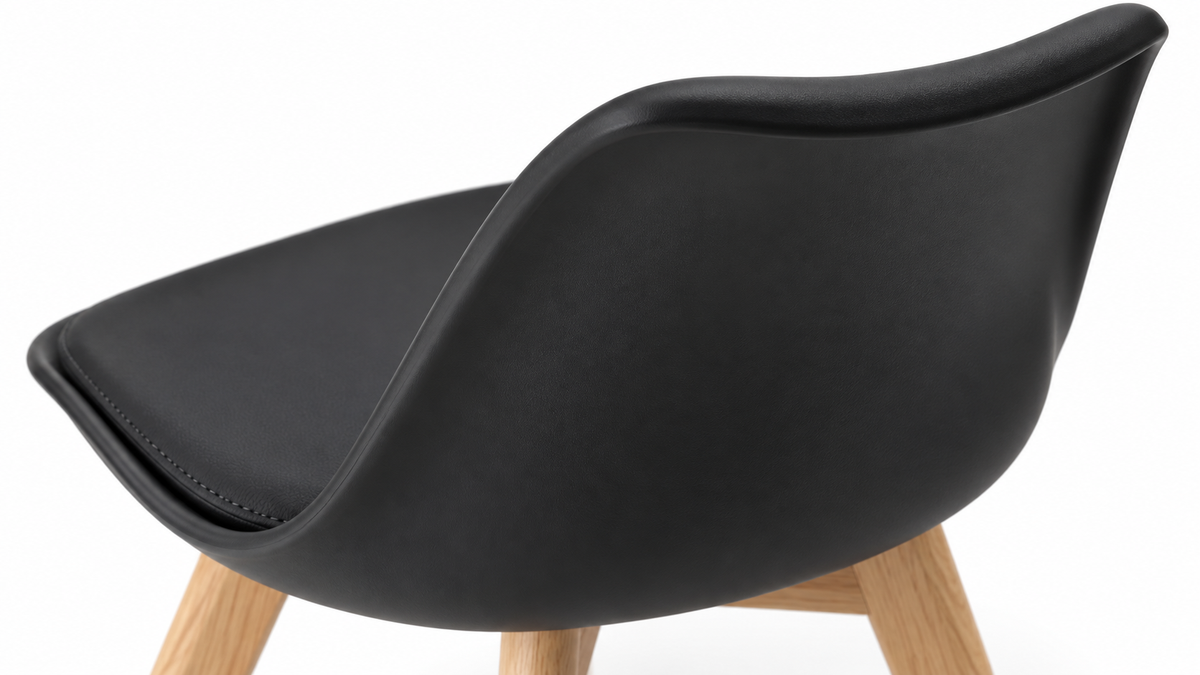 Detailfoto van Scandinavia Eettafelset met 4 Scandino Stoelen - Zwart / Wit / Licht hout
