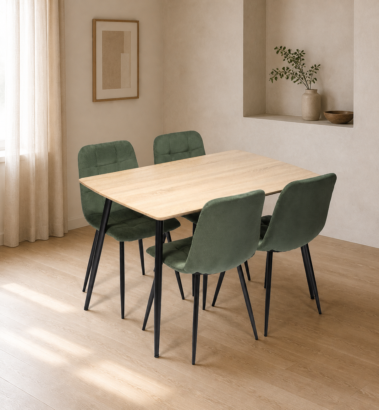 Sivableu Eettafelsets collectie in een rustig premium interieur