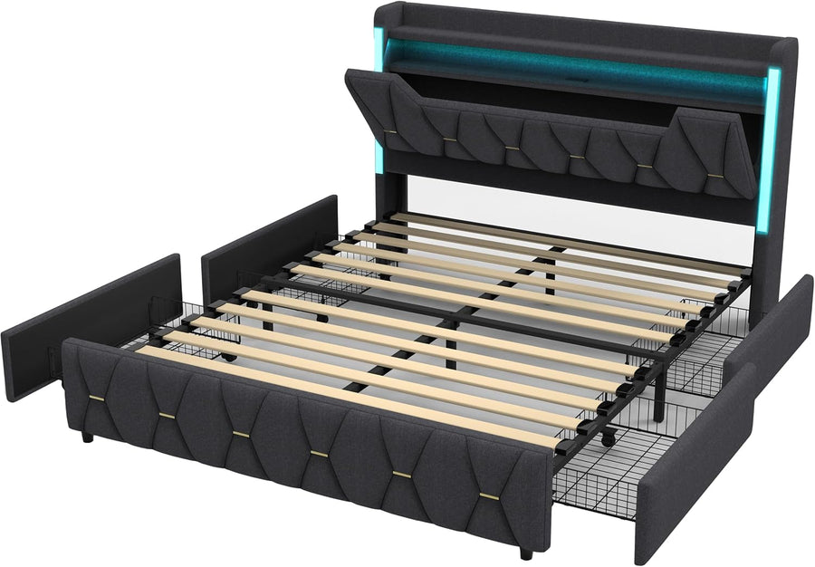 Elan LED Bedframe met Opbergruimte