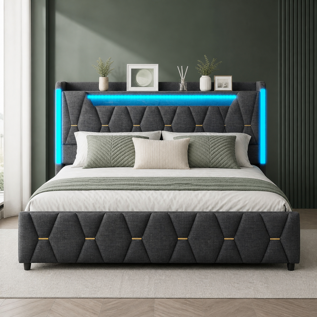 Elan LED bedframe in rustige slaapkamer