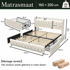 Lumi bedframe met alle productspecifieke afmetingen in centimeter
