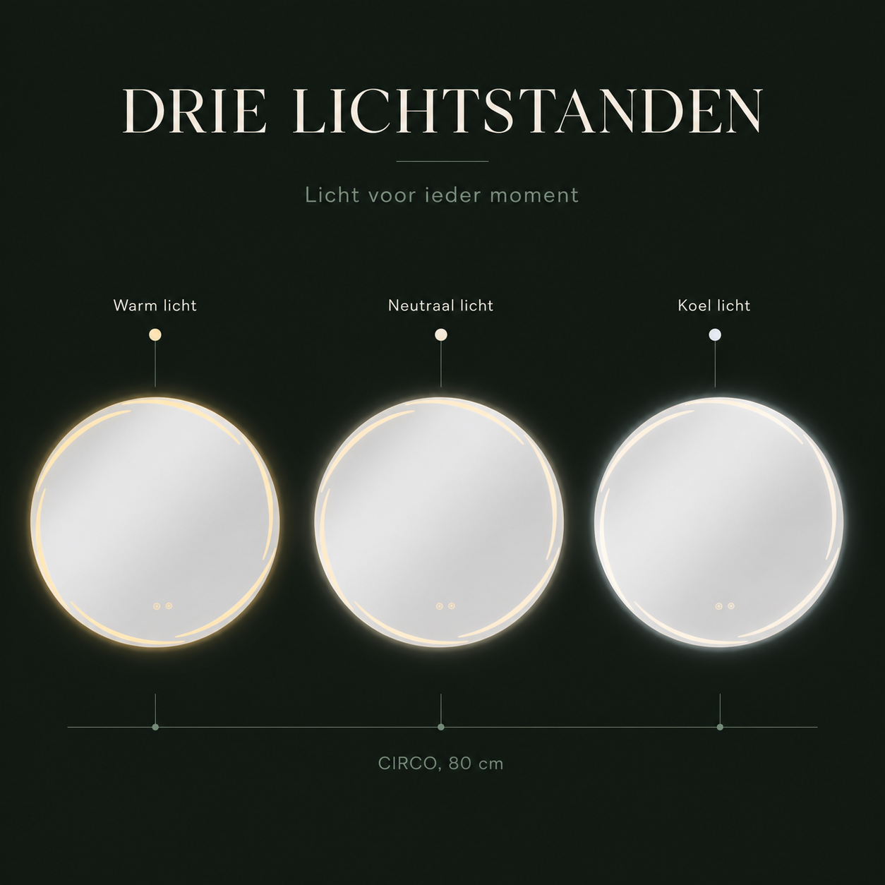 Circo LED spiegel met drie lichtstanden
