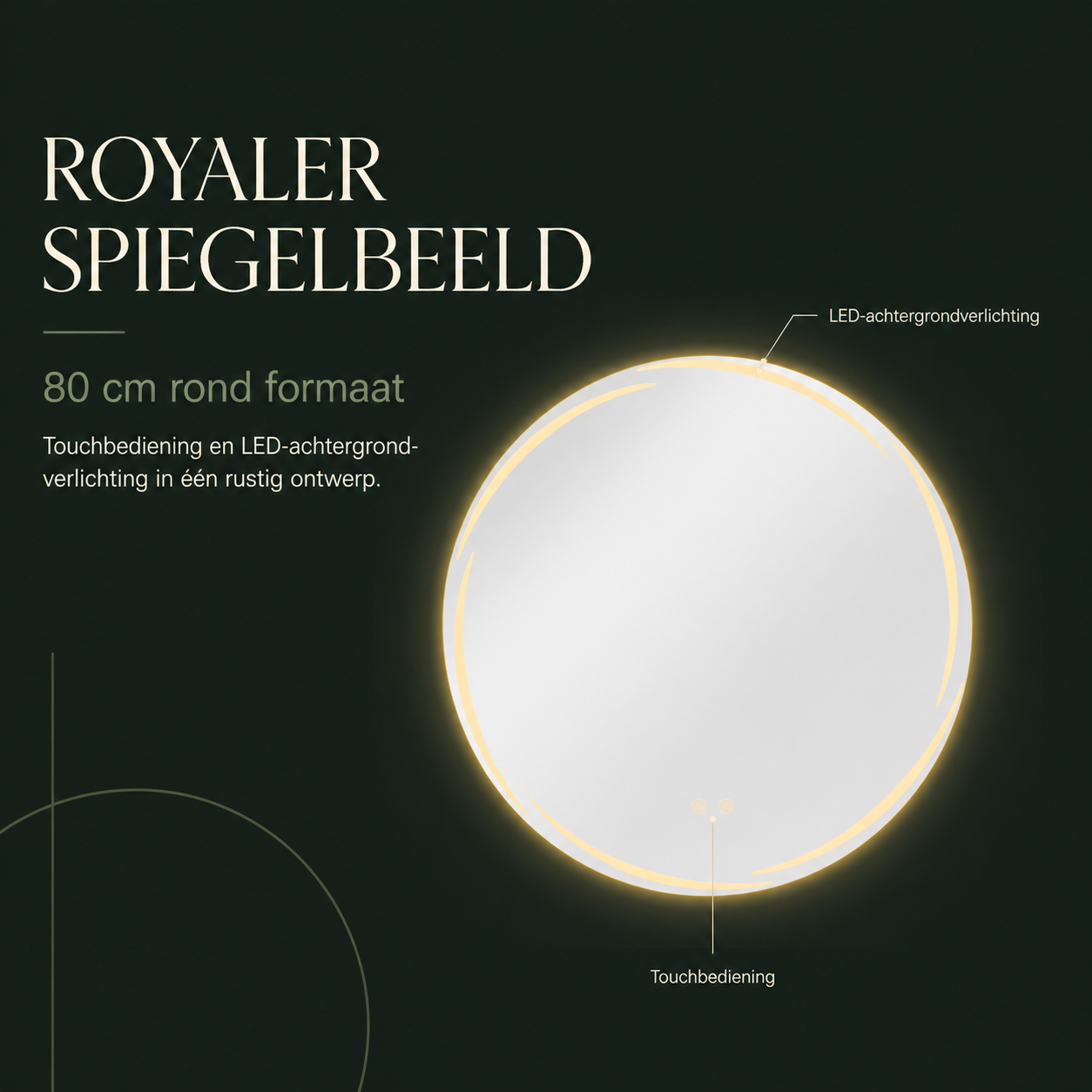 Circo LED spiegel met touchbediening en 80 cm formaat