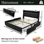 Celeste bedframe met alle productspecifieke afmetingen in centimeter
