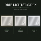 Focus LED spiegel met drie lichttemperaturen