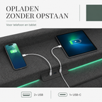 Elan bedframe met twee USB-poorten en één USB-C-poort