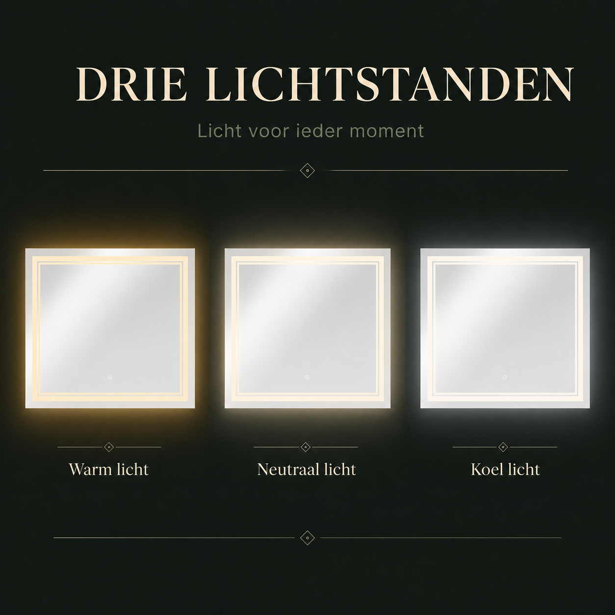 Lumiro LED spiegel met drie lichtstanden