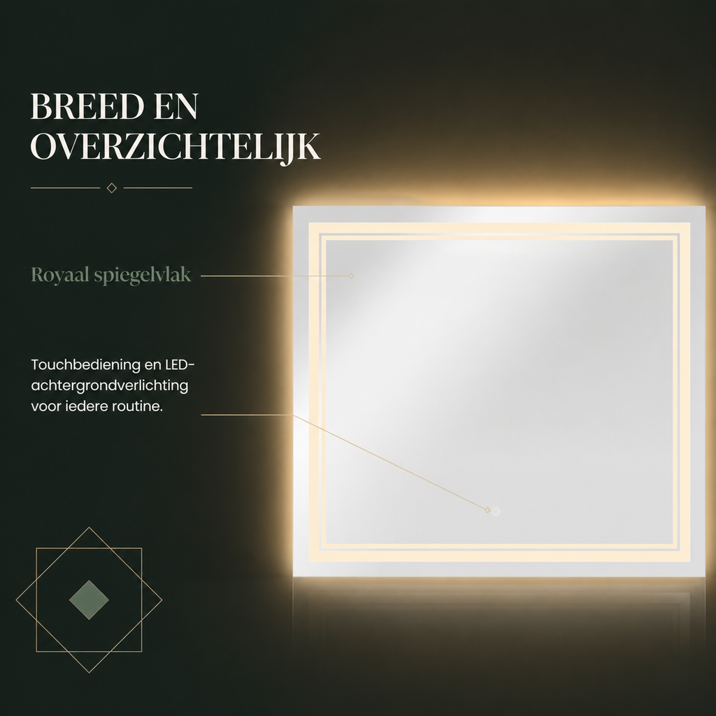 Lumiro LED spiegel met touchbediening en royaal formaat