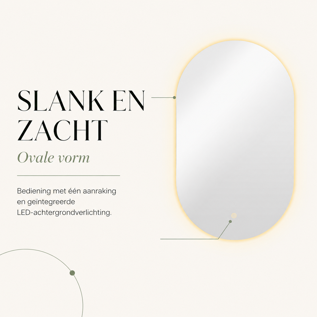 Ovelia LED spiegel met touchbediening en ovale vorm