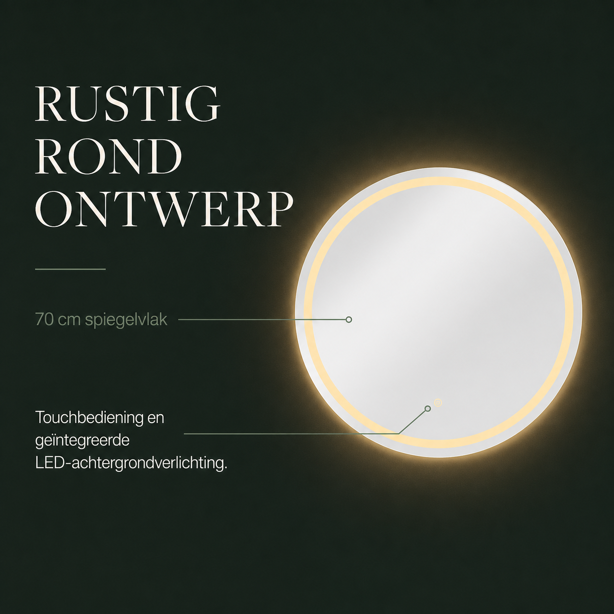 Solux LED spiegel met touchbediening en 70 cm formaat