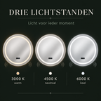 Sound LED spiegel met drie lichttemperaturen