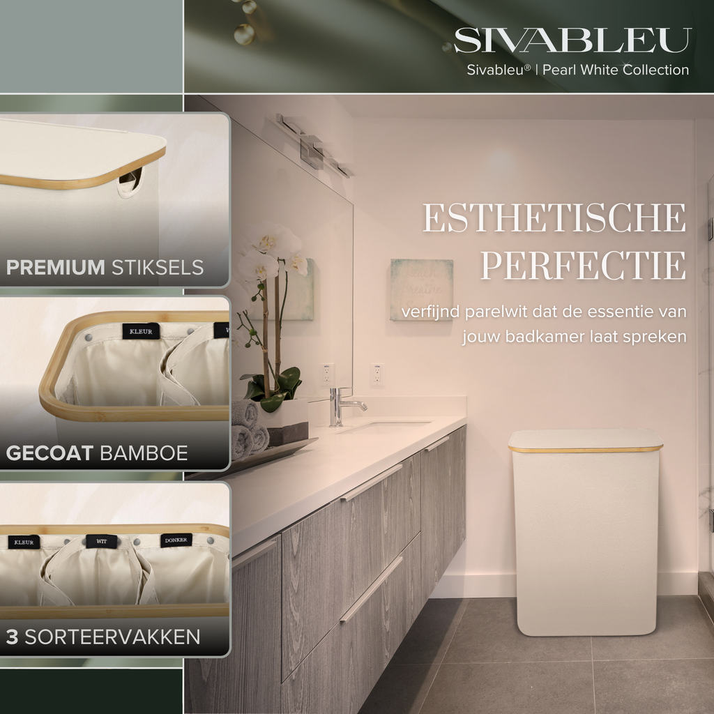 Linen Wasmand 3 Vakken - Beige