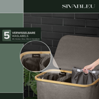 Linen Wasmand 3 Vakken - Leigrijs