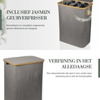 Linen Wasmand 3 Vakken - Leigrijs