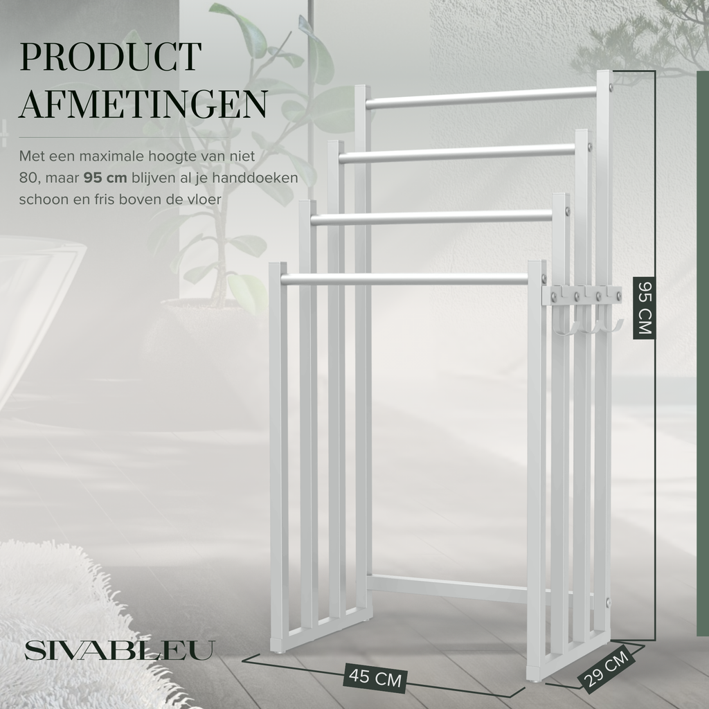 Blanc Handdoekrek Badkamer - Wit - 4 Tier