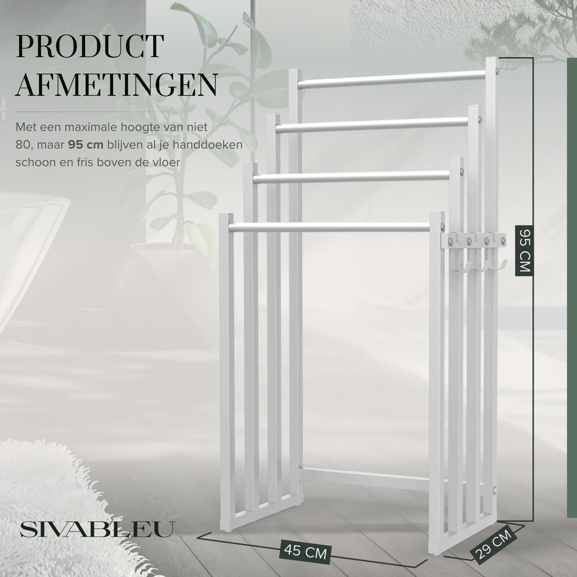 Blanc Handdoekrek Badkamer - Wit - 4 Tier