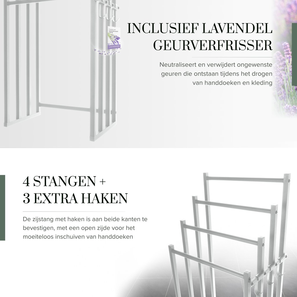 Blanc Handdoekrek Badkamer - Wit - 4 Tier