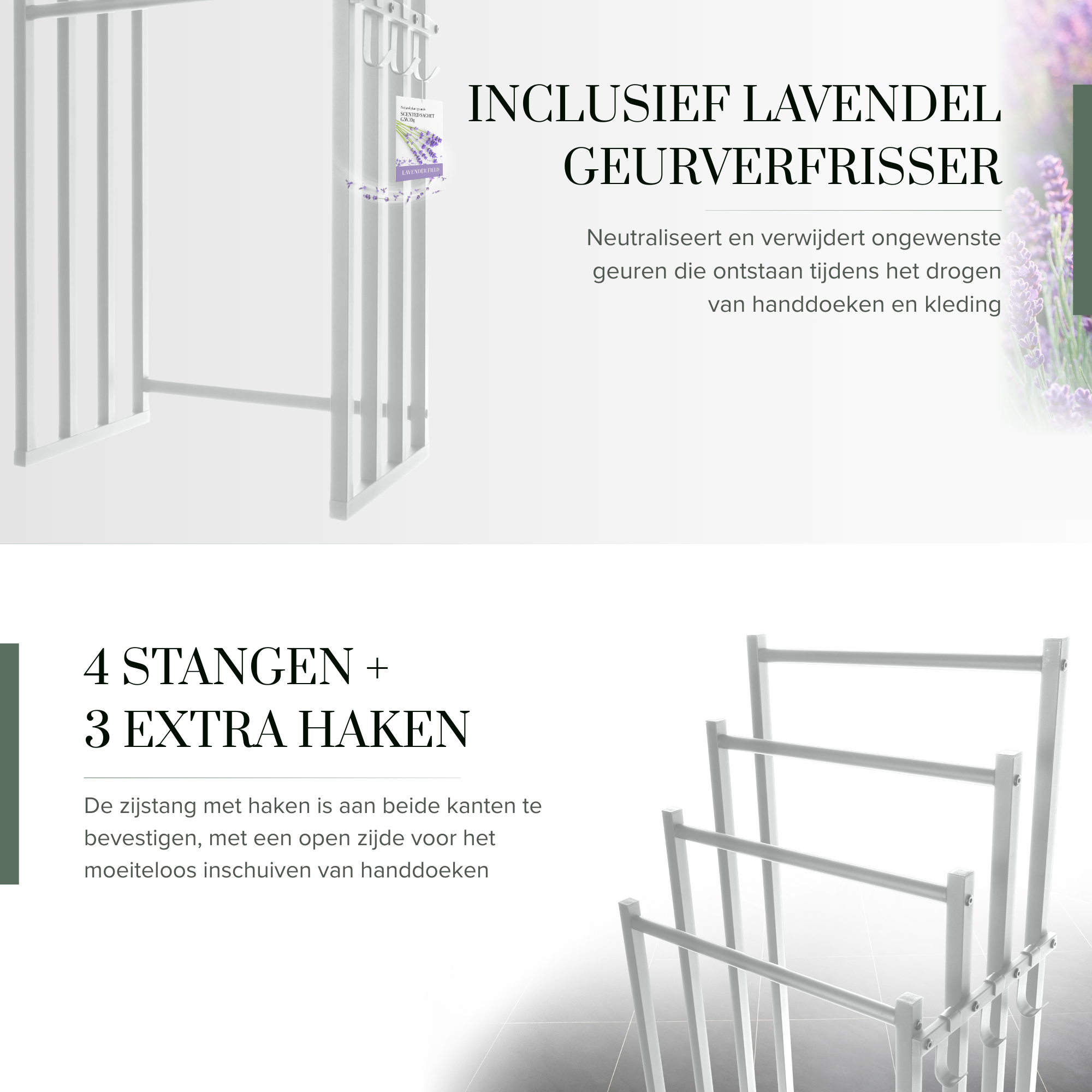 Blanc Handdoekrek Badkamer - Wit - 4 Tier