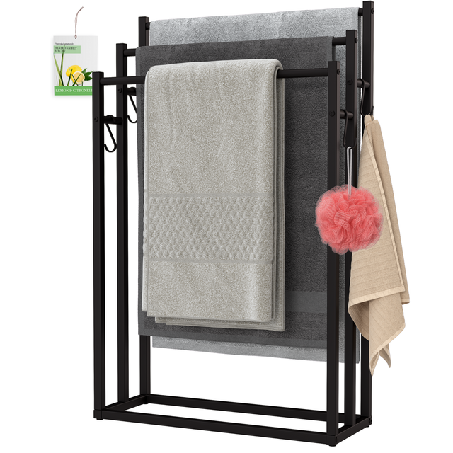 Noir Handdoekrek Badkamer - Zwart - 3 Tiers