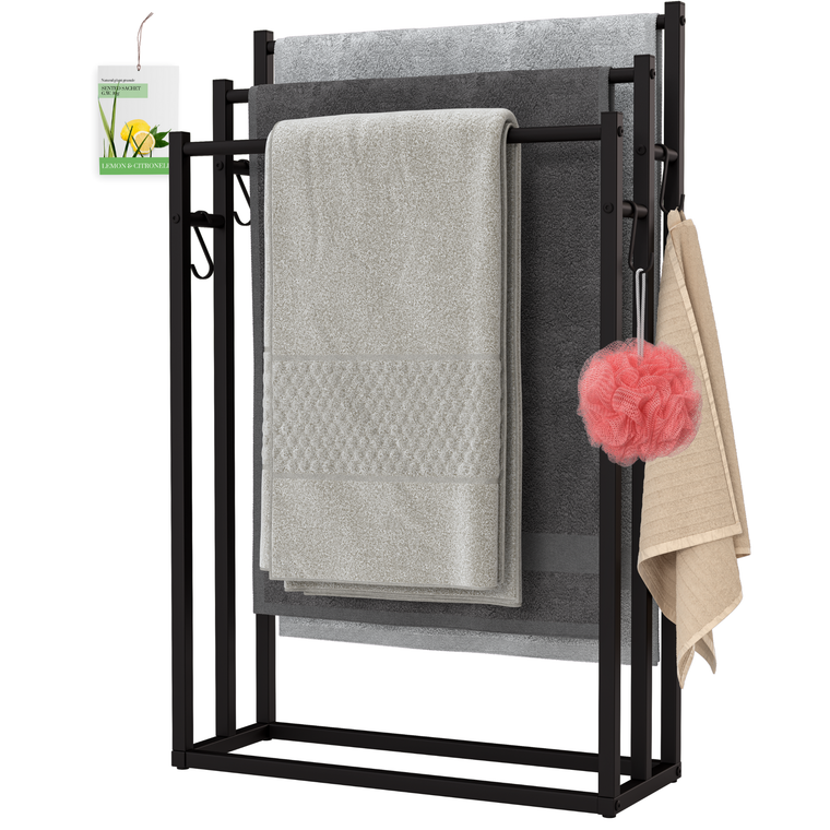 Noir Handdoekrek Badkamer - Zwart - 3 Tiers