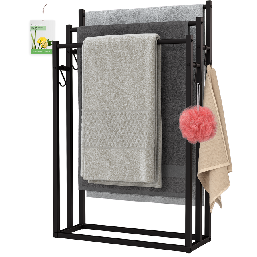 Noir Handdoekrek Badkamer - Zwart - 3 Tiers