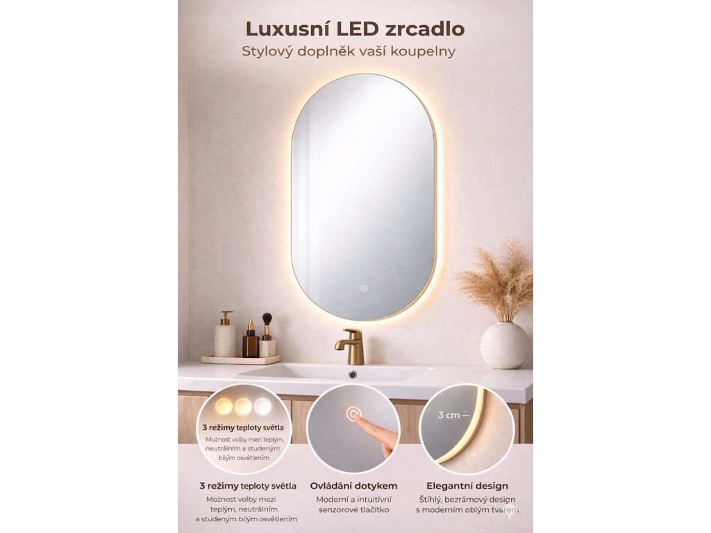 Ovelia Ovale LED Badkamerspiegel