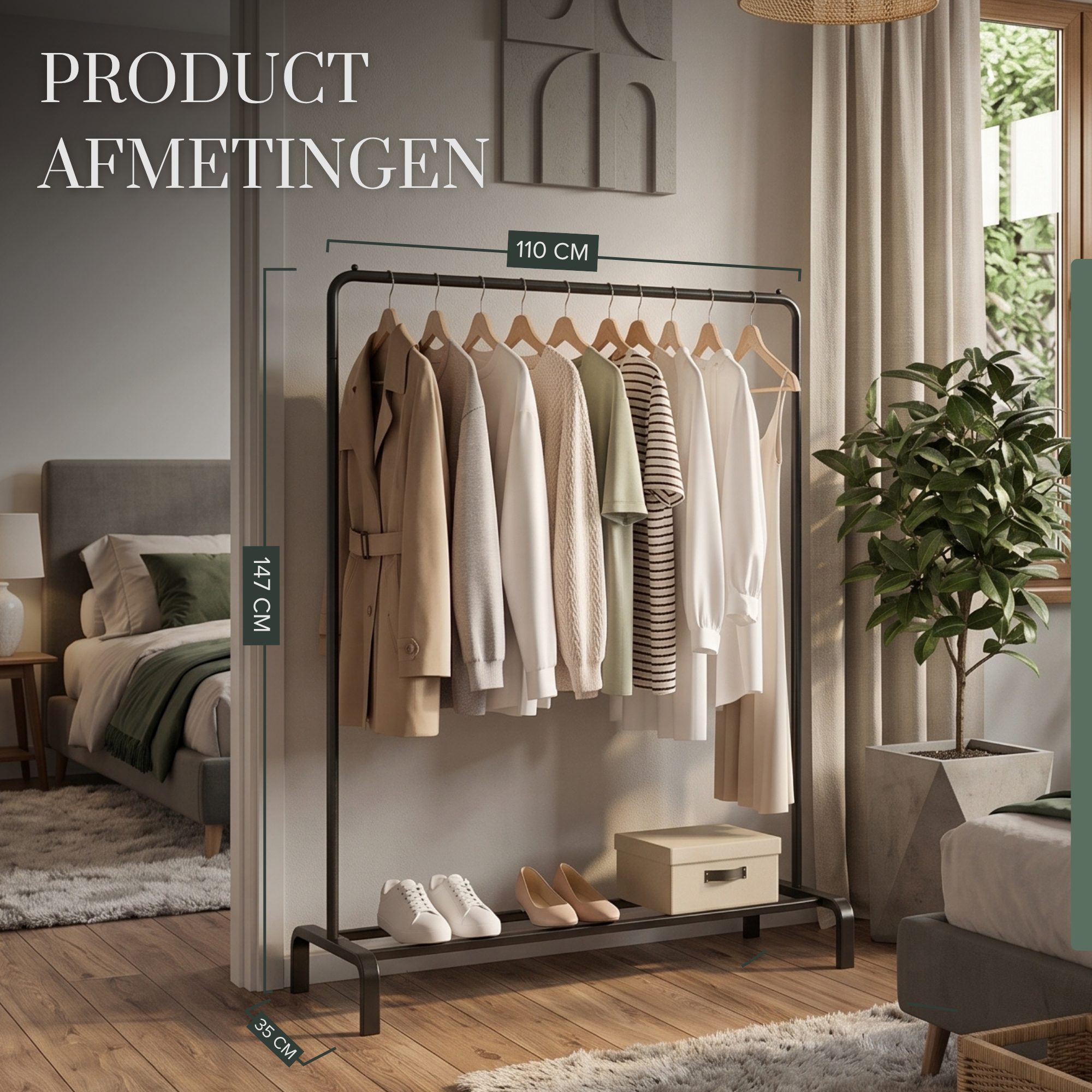 Kledingrek L - Zwart