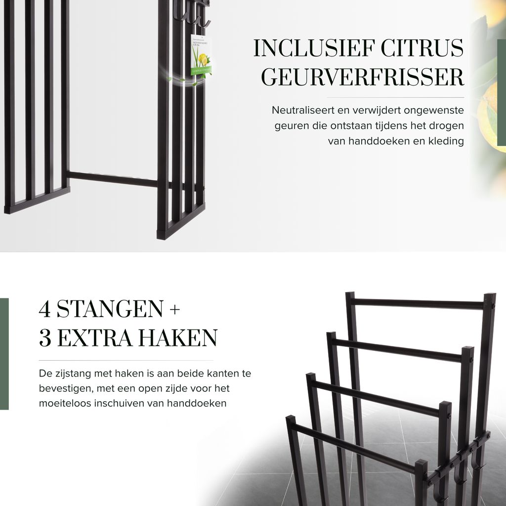 Noir Handdoekrek Badkamer - Zwart