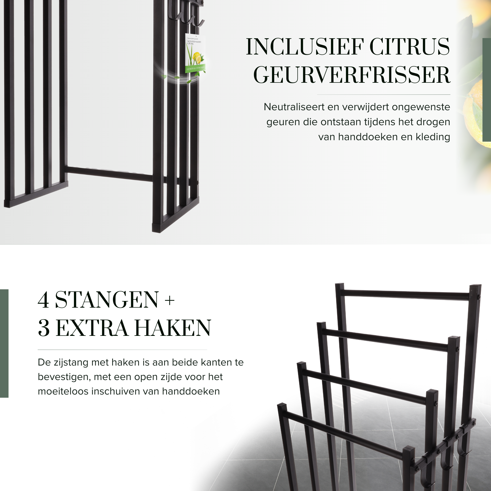 Noir Handdoekrek Badkamer - Zwart