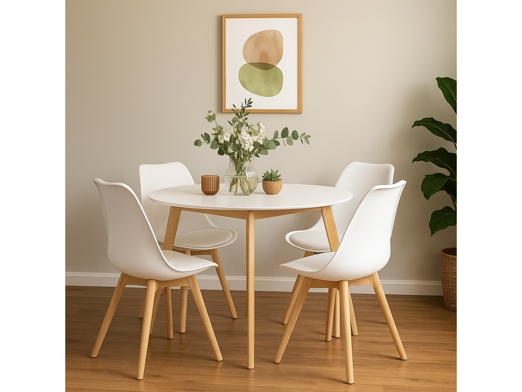 Scandinavia Eettafelset met 4 Scandino Stoelen - Wit - afbeelding 4
