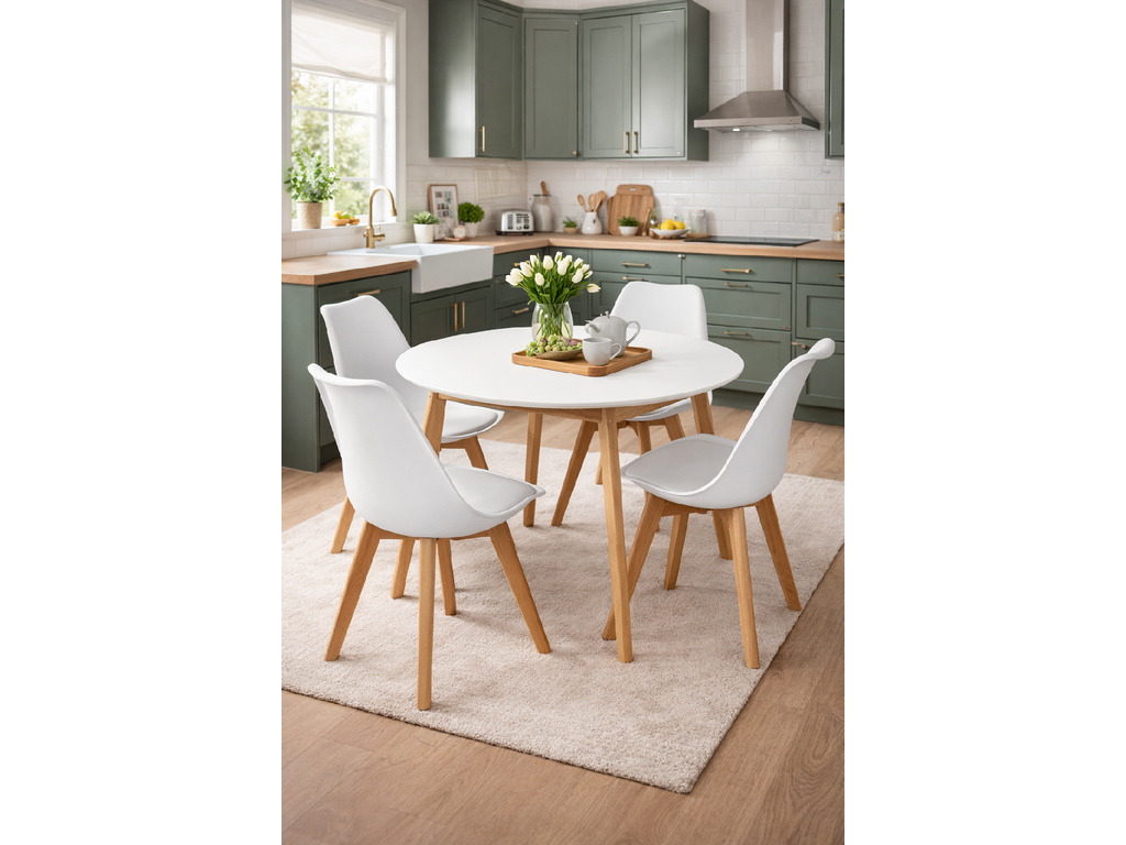 Scandinavia Eettafelset met 4 Scandino Stoelen - Wit - afbeelding 2