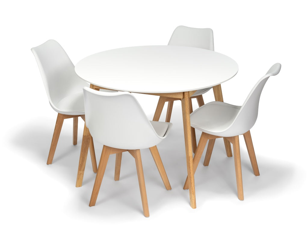 Scandinavia Eettafelset met 4 Scandino Stoelen - Wit - afbeelding 1
