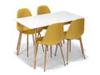 Scandinavia Eettafelset met 4 Marie Stoelen - Wit / Geel - afbeelding 1