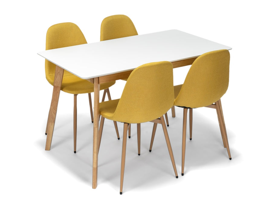 Scandinavia Eettafelset met 4 Marie Stoelen - Wit / Geel