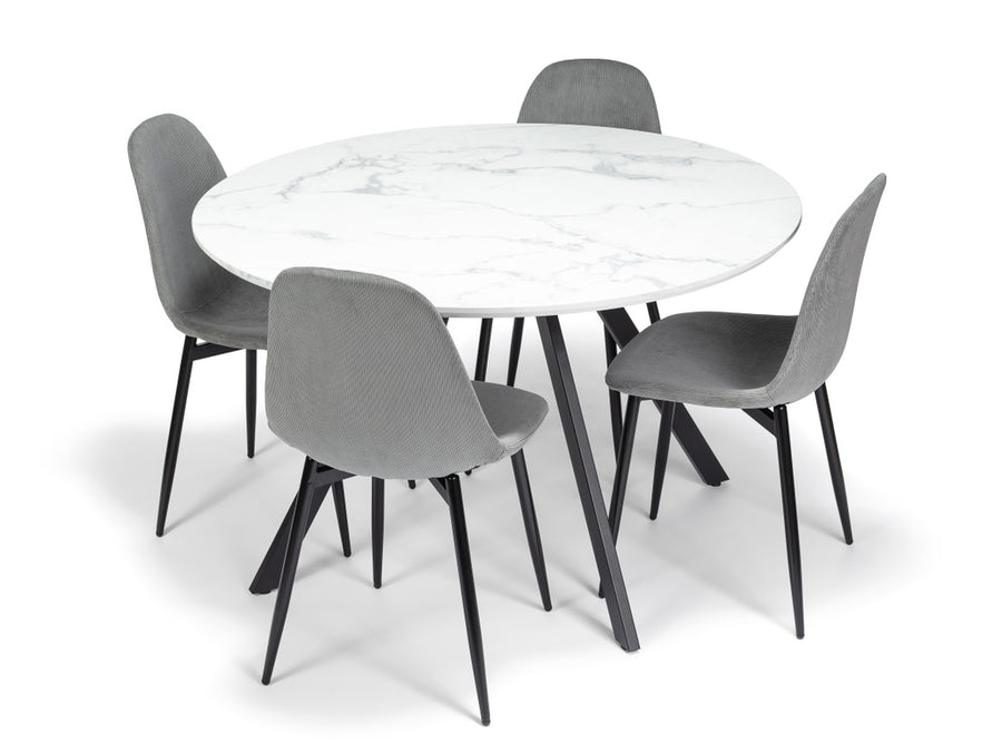 Gyrus Eettafelset met 4 Marie Stoelen - Wit / Grijs