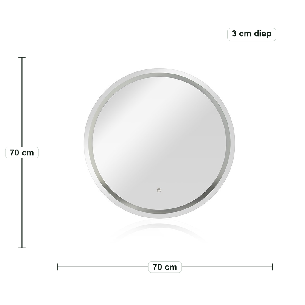 Solux Ronde LED Badkamerspiegel - 70 cm – afmetingen in cm