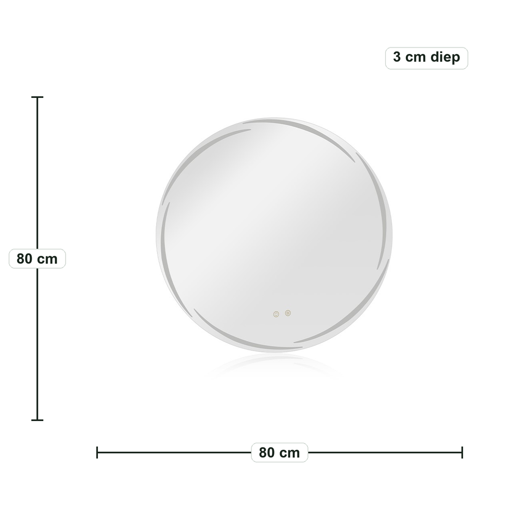Circo Ronde LED Badkamerspiegel - 80 cm – afmetingen in cm
