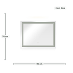 Lumiro Rechthoekige LED Badkamerspiegel - 70 x 90 cm – afmetingen in cm