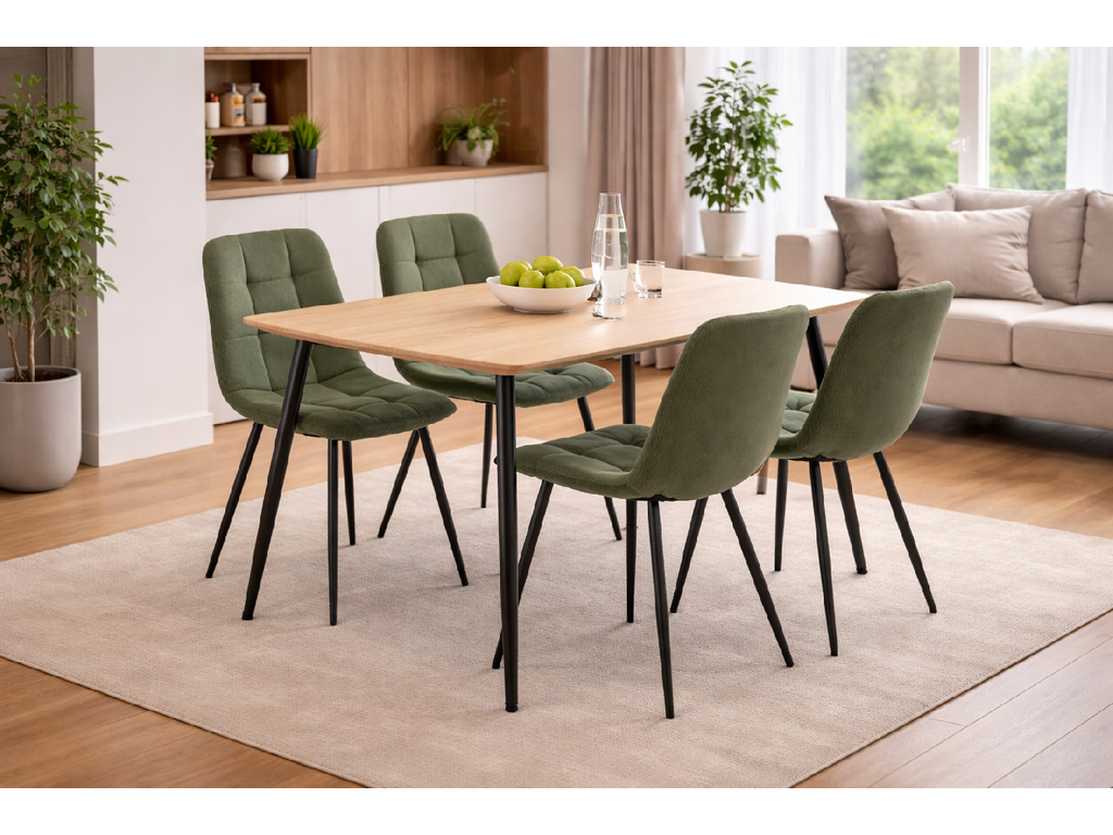 Ceramon Eettafelset met 4 Aria Stoelen - Groen / Licht hout - afbeelding 2