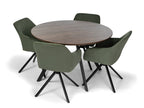 Gyrus Eettafelset met 4 Loren Stoelen - Groen / Donker hout - afbeelding 1