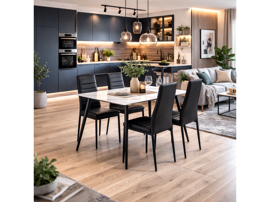 Ceramon Eettafelset met 4 Tino Stoelen - Wit - afbeelding 2