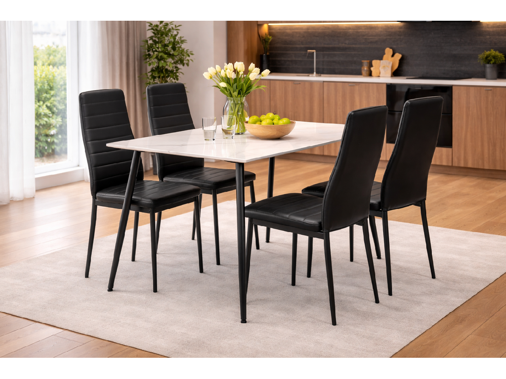 Ceramon Eettafelset met 4 Tino Stoelen - Wit - afbeelding 3
