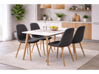 Scandinavia Eettafelset met 4 Marie Stoelen - Wit / Donkergrijs - afbeelding 2