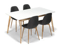 Scandinavia Eettafelset met 4 Marie Stoelen - Wit / Donkergrijs - afbeelding 1