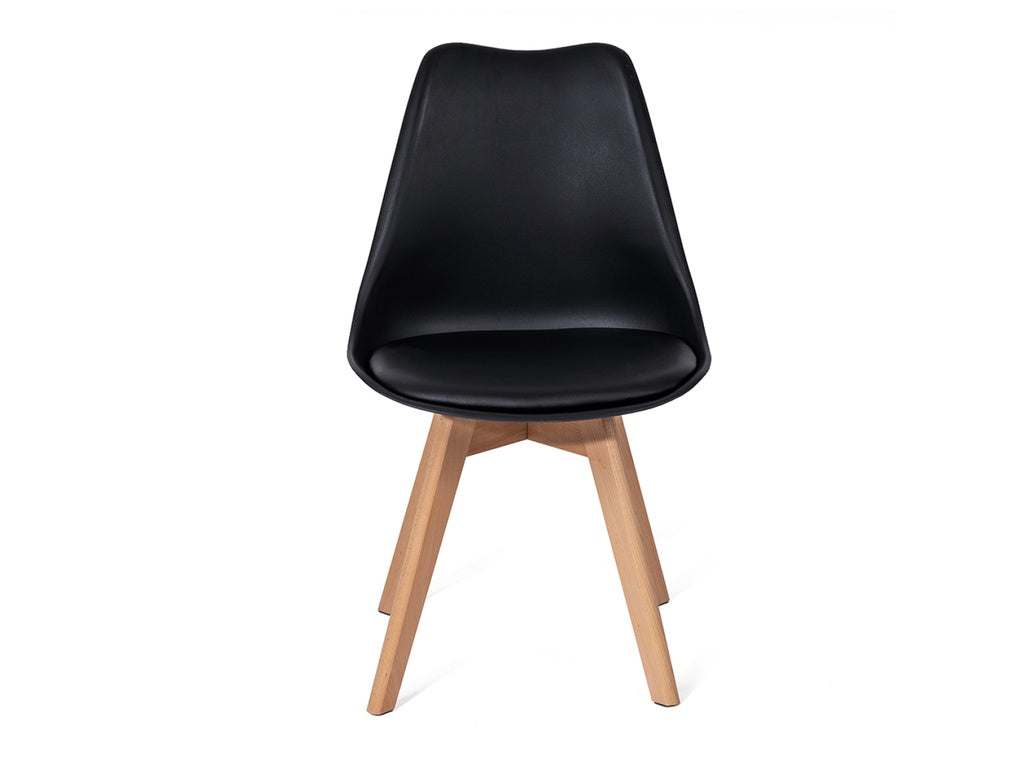 Scandinavia Eettafelset met 4 Scandino Stoelen - Zwart / Wit / Licht hout - afbeelding 6