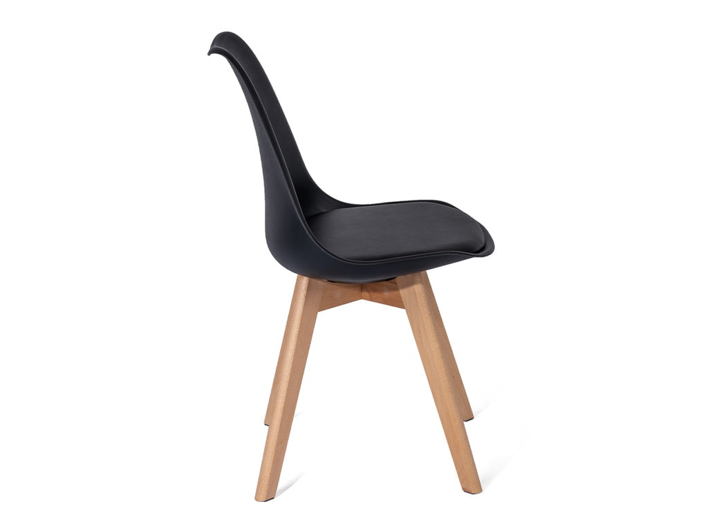 Scandinavia Eettafelset met 4 Scandino Stoelen - Zwart / Wit / Licht hout - afbeelding 7