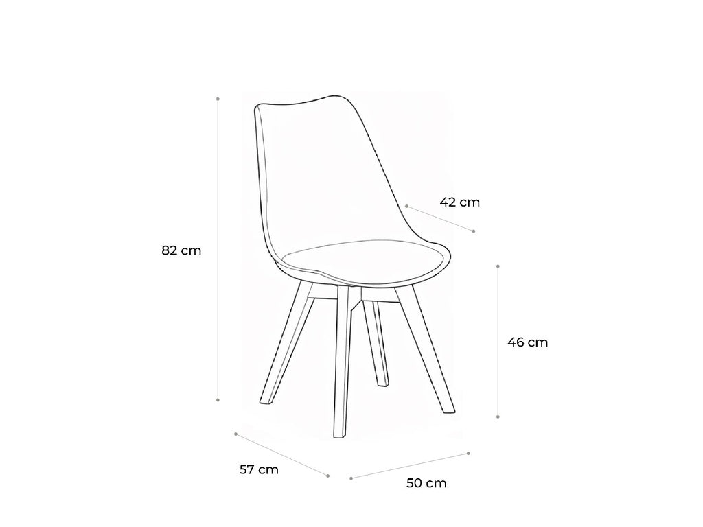 Scandinavia Eettafelset met 4 Scandino Stoelen - Zwart / Wit / Licht hout - afbeelding 8