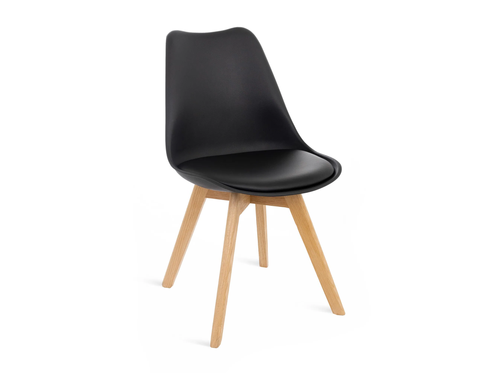 Scandinavia Eettafelset met 4 Scandino Stoelen - Zwart / Wit / Licht hout - afbeelding 5