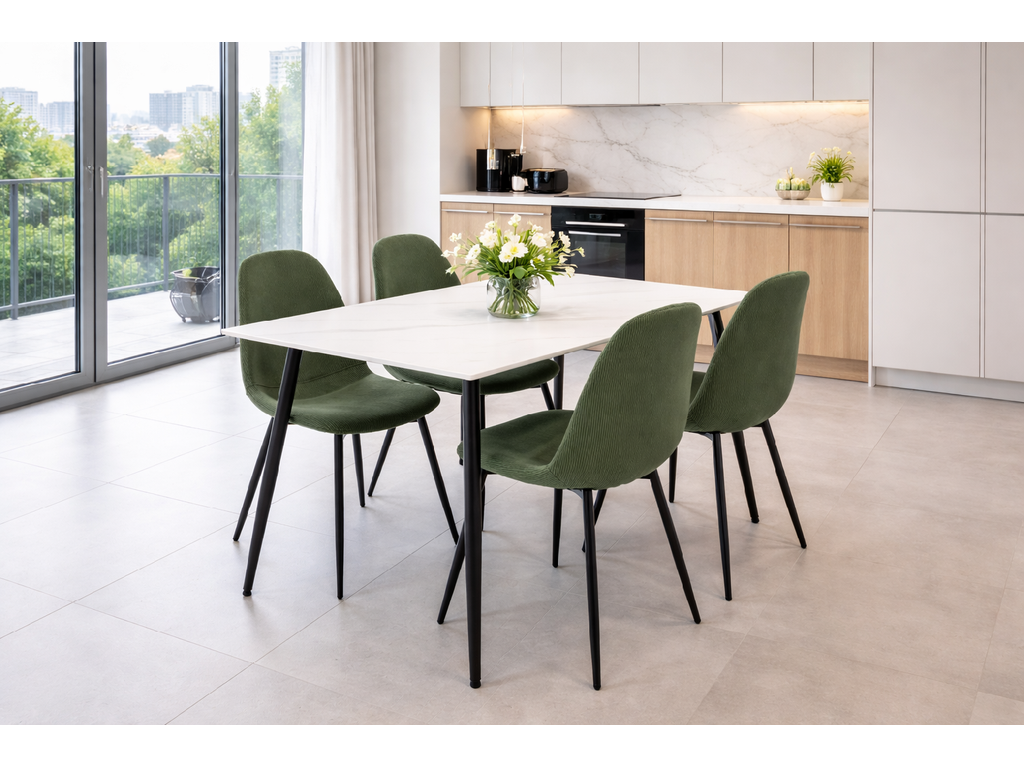 Ceramon Eettafelset met 4 Marie Stoelen - Wit / Groen - afbeelding 2
